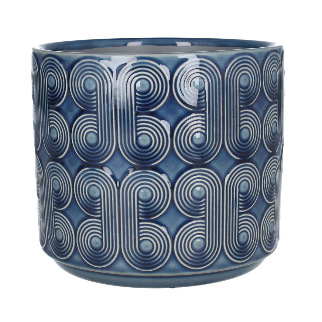 Blue Palmier Ceramic Pot Cover