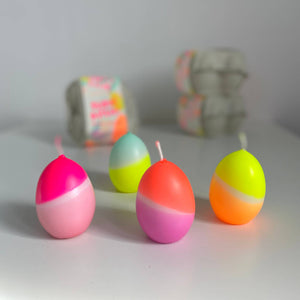 Neon Egg Candles Box of 4