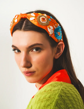 Embellished chunky headband in orange