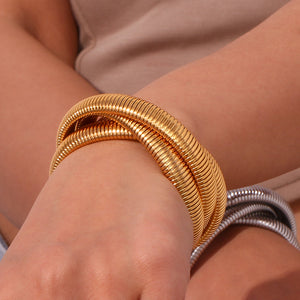 Triple Interlocking Bracelet in Silver and Gold