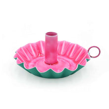 Pink and Turquoise Enamel Candle holder