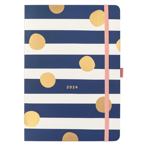 Day A Page Diary 2024 - Navy Stripe