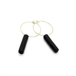Gold Hoops with Black Bar