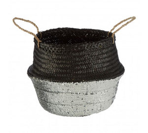 Black / Silver Medium Seagrass Basket