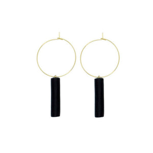 Gold Hoops with Black Bar