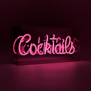 Pink 'COCKTAILS' Acrylic Neon Box Light