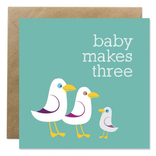 BB New Baby Card- Baby Makes Three