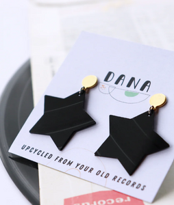 Dana Black Star Vinyl Earrings