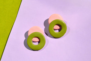 Pink and Green Loop Studs