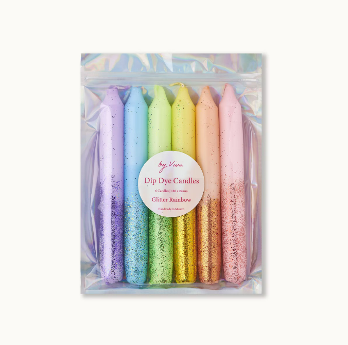 Glitter Dip Dyed Candles - Rainbow Edition