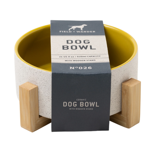 Ceramic Dog Bowl with wooden stand waterford