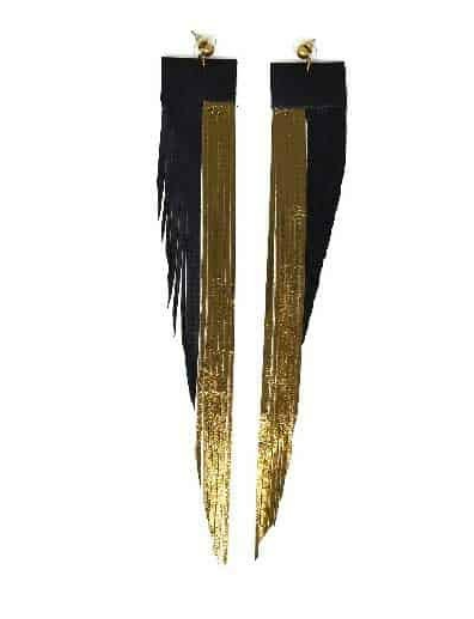 Gold and black Fringe Earrings Waterford