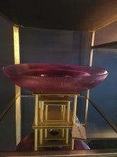 SET OF 3 DECO PURPLE GLASS BOWLS ON GOLD STANDS