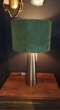 Brass Column Table Lamp with Velvet Shade