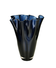 Hand-Blown Navy Glass Vase
