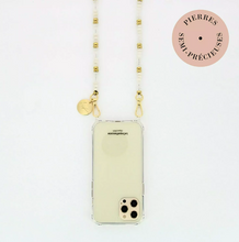 Jewellery Phone Chain with natural white and golden beads