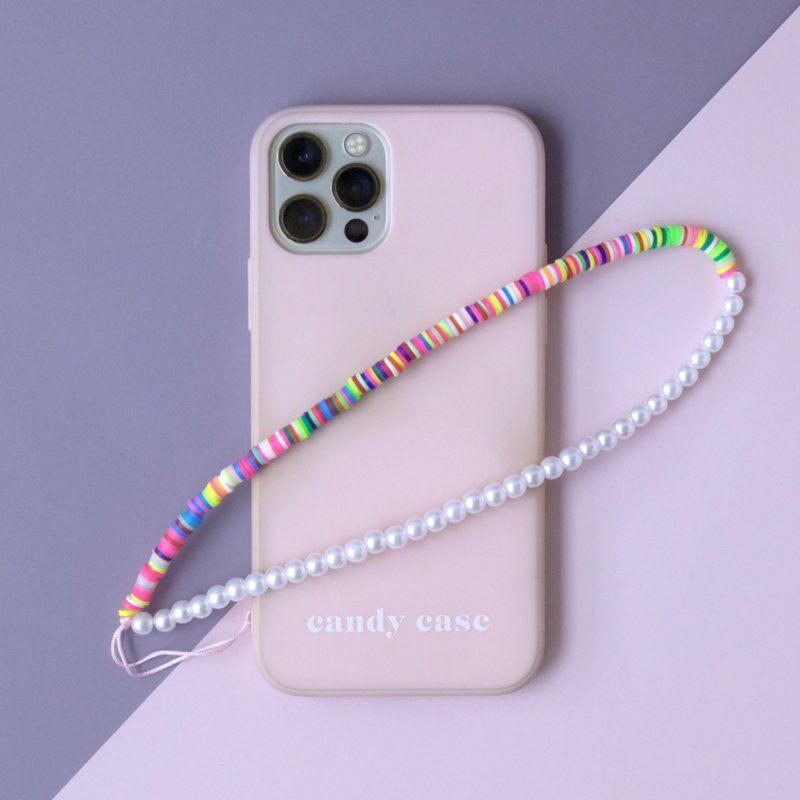 Phone Chord in Multicolour with Pearls