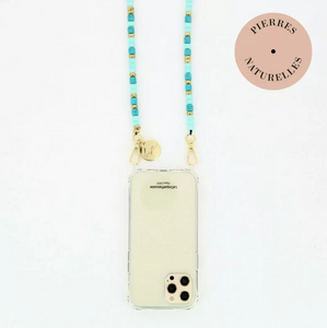Jewellery Phone Chain in Turquoise Glass