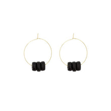 Gold Hoops with Black Disc