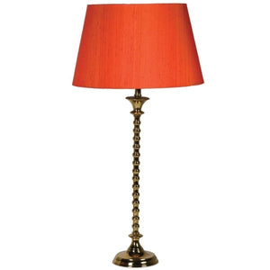 Brass Lamp with Orange Silk Shade