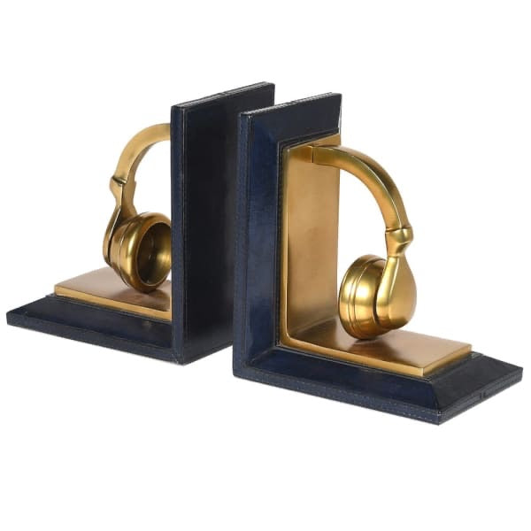 Blu Brass/leather Bookends