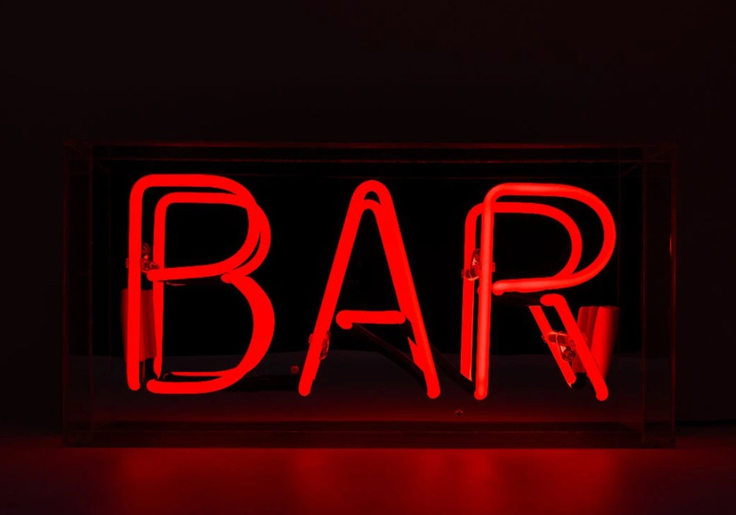 Red 'BAR' Acrylic Neon Box Light