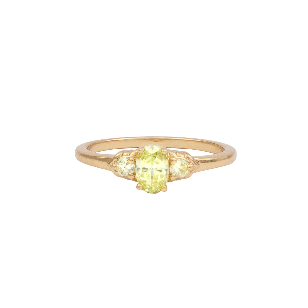 Chérie Goldplated Ring Oval Lime