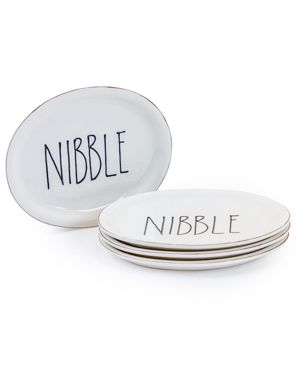 Oval ceramic nibble plate