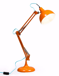 Orange Traditional Desk Lamp (Blue Fabric Flex)