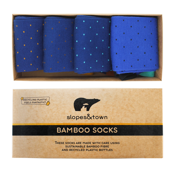 Blue Dots Bamboo Sock Gift Set