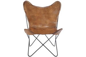 Lounge Chair Leather/Metal Cognac