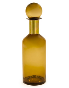 Tall Glass Apothecary Bottle with Brass Neck