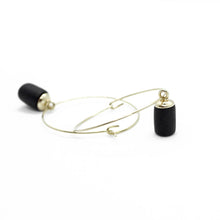 Gold Hoops with Black Tiny Weight Charm