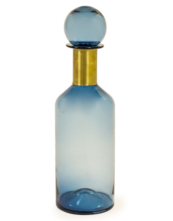 Tall Glass Apothecary Bottle with Brass Neck