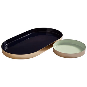Set of 2 Navy, Gold and Mint Trays