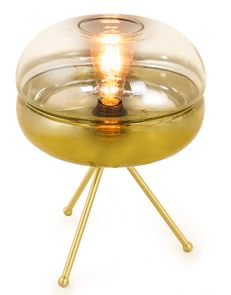 Brass Tripod Table Lamp with Gold Gradient Glass Shade
