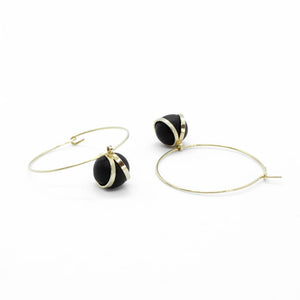 Gold Hoops with Ball Charm