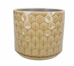 Mustard Honeycomb Ceramic Plant Pot