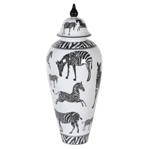 Black & White Zebra Ceramic Jar