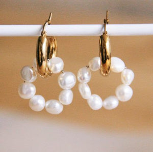 Hoops with round Pearl pendant