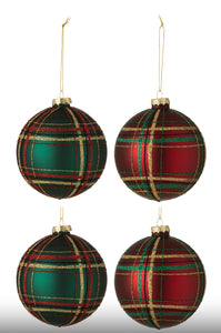 Box of 4 Tartan Baubles