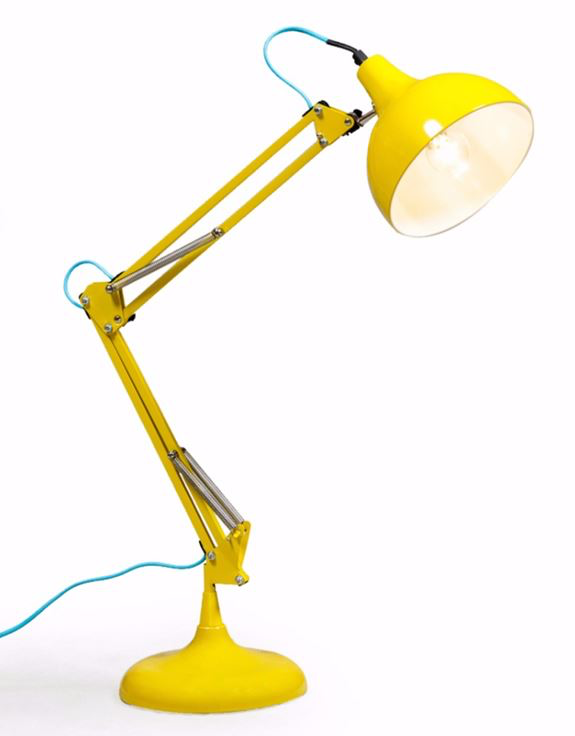 Yellow Traditional Desk Lamp (Blue Fabric Flex)