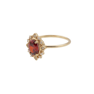 Chérie Goldplated Ring Oval Red Clear